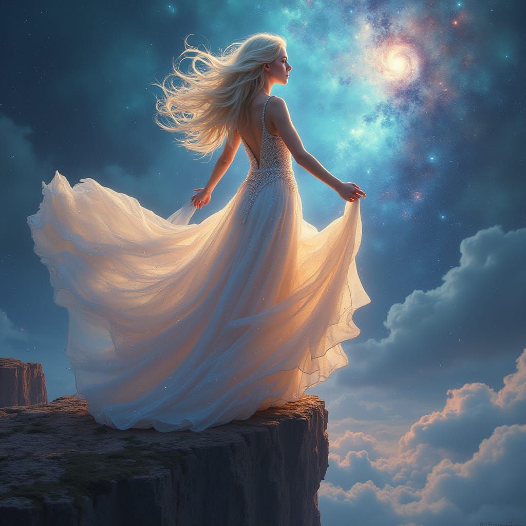 Ethereal Platinum Blonde in Starlight Gown