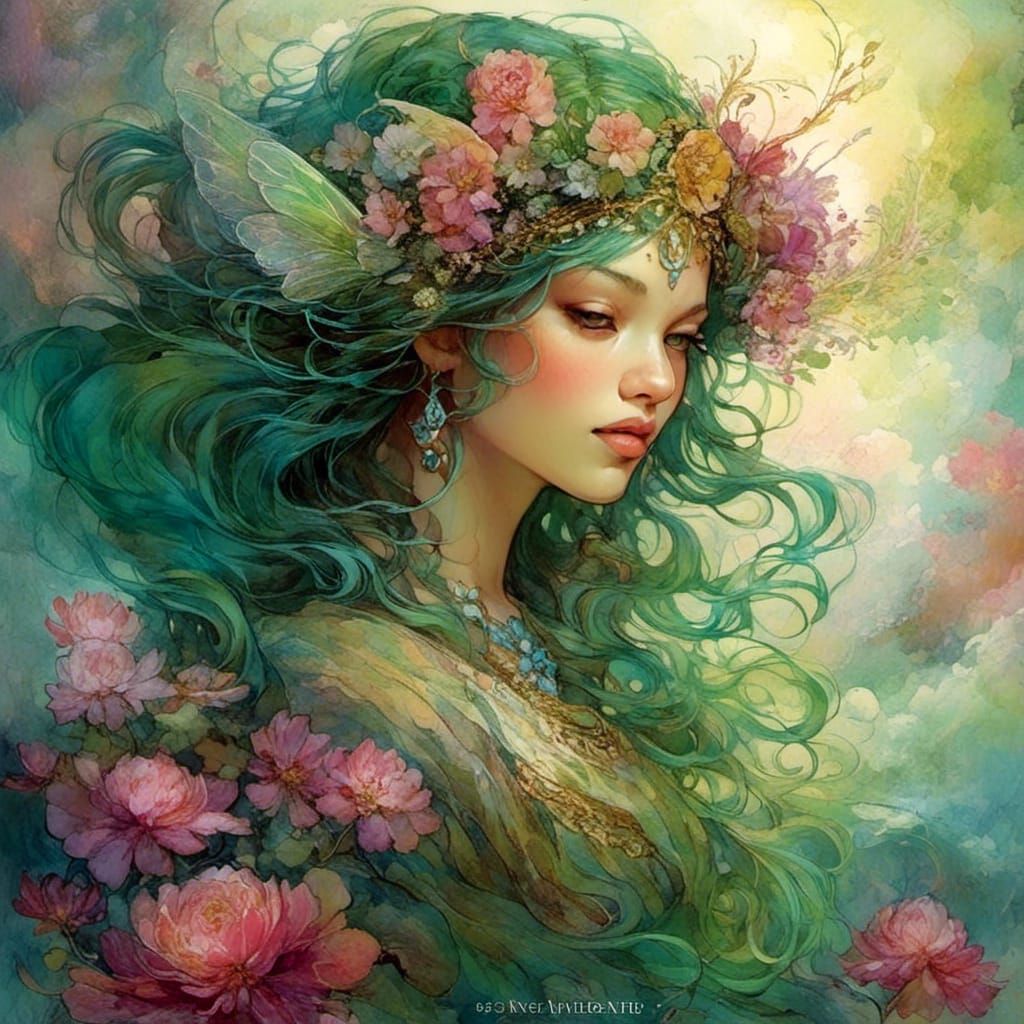 Floral Fairy Goddess in Magical Fantasy Style