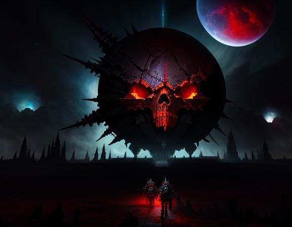 Epic Blood Skull Goblin Warboss: Gothic Fantasy Art