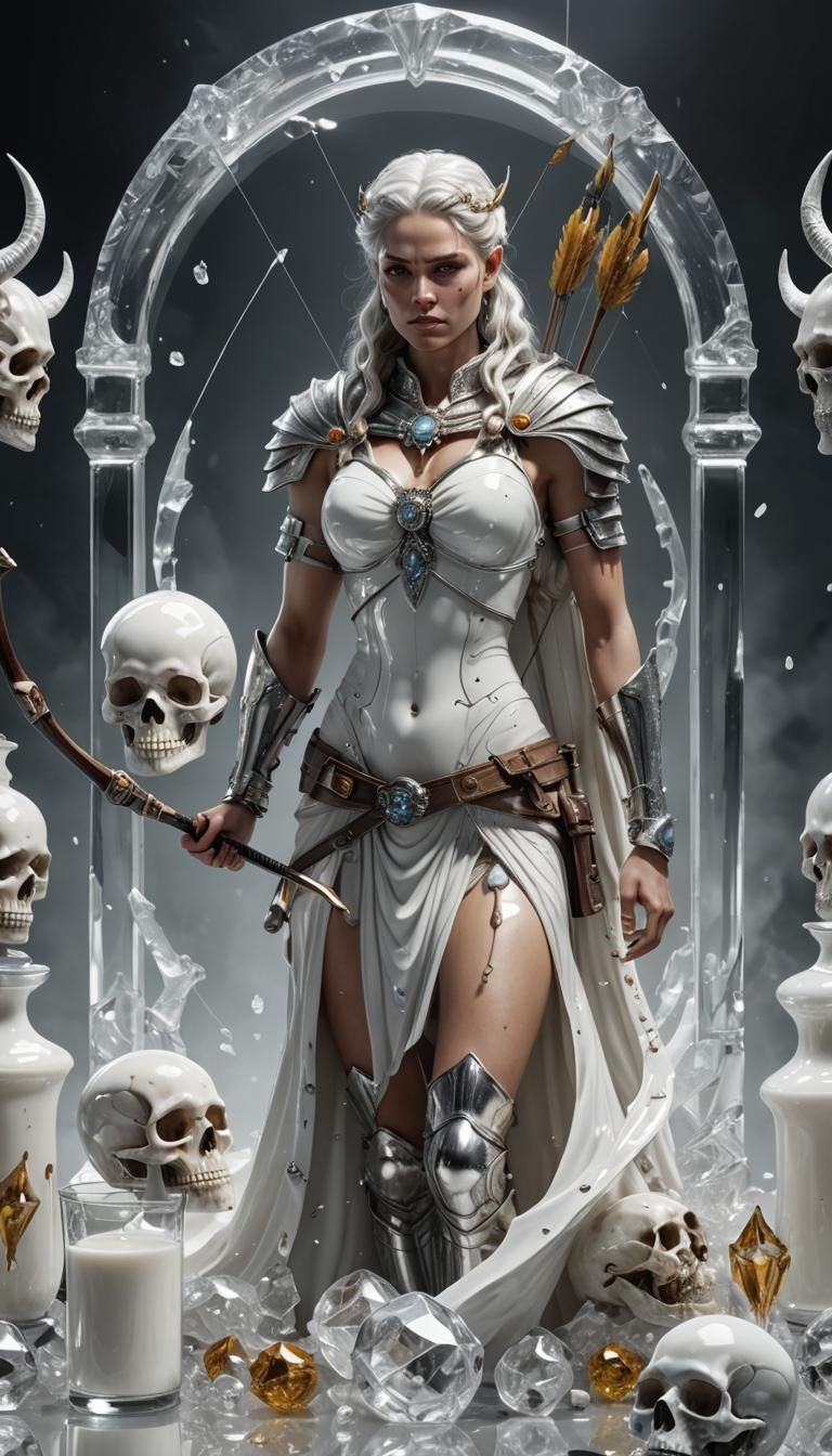 Archer Goddess with Crystal Bow in Fractal Vortex