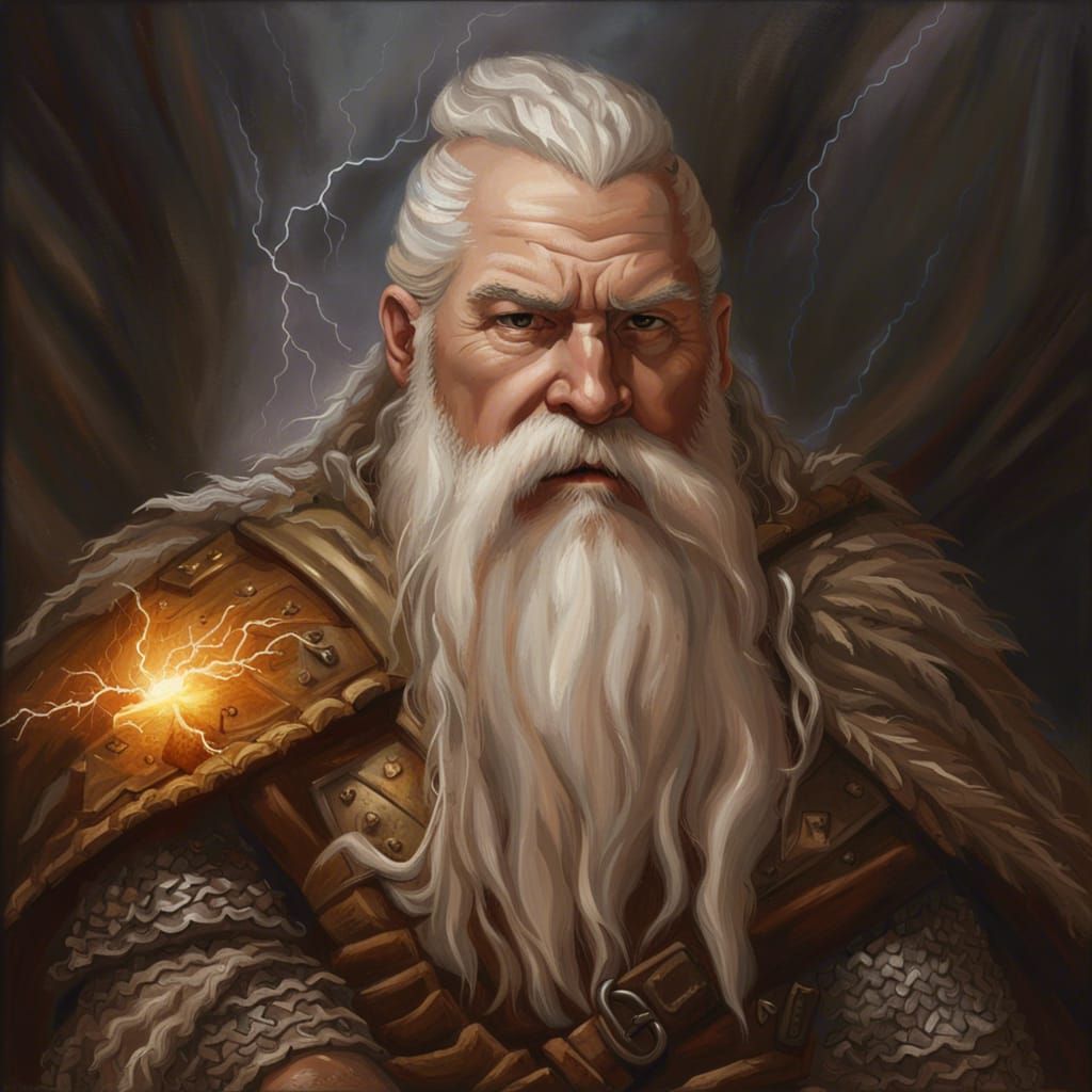 Dwarven Cleric with Lightning Scars: Heroic Fantasy Portrait