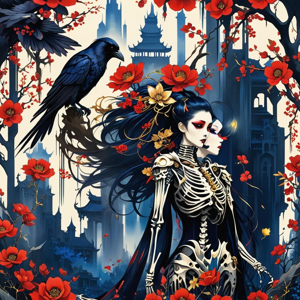 Mermaidpunk Arcology City in Chinese Ink Painting