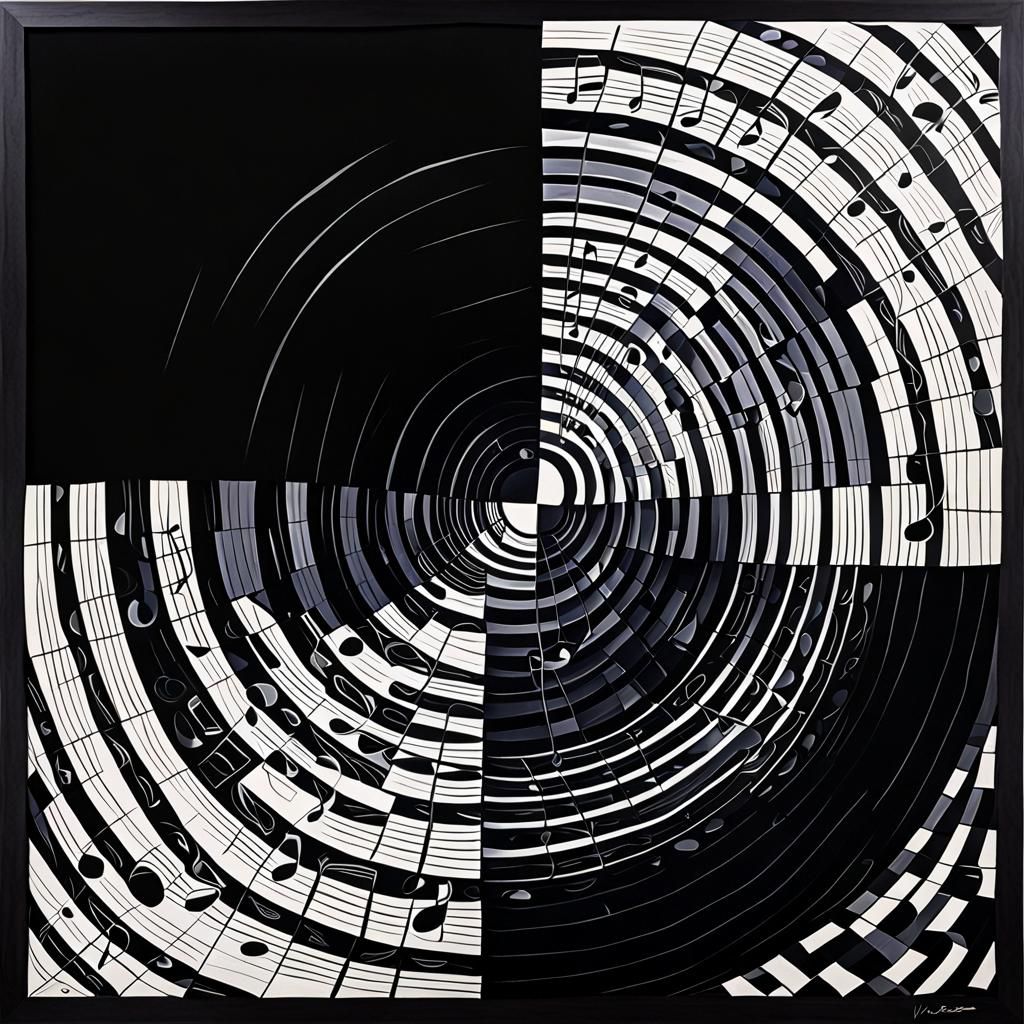 Abstract Musical Sheets in Op Art Style