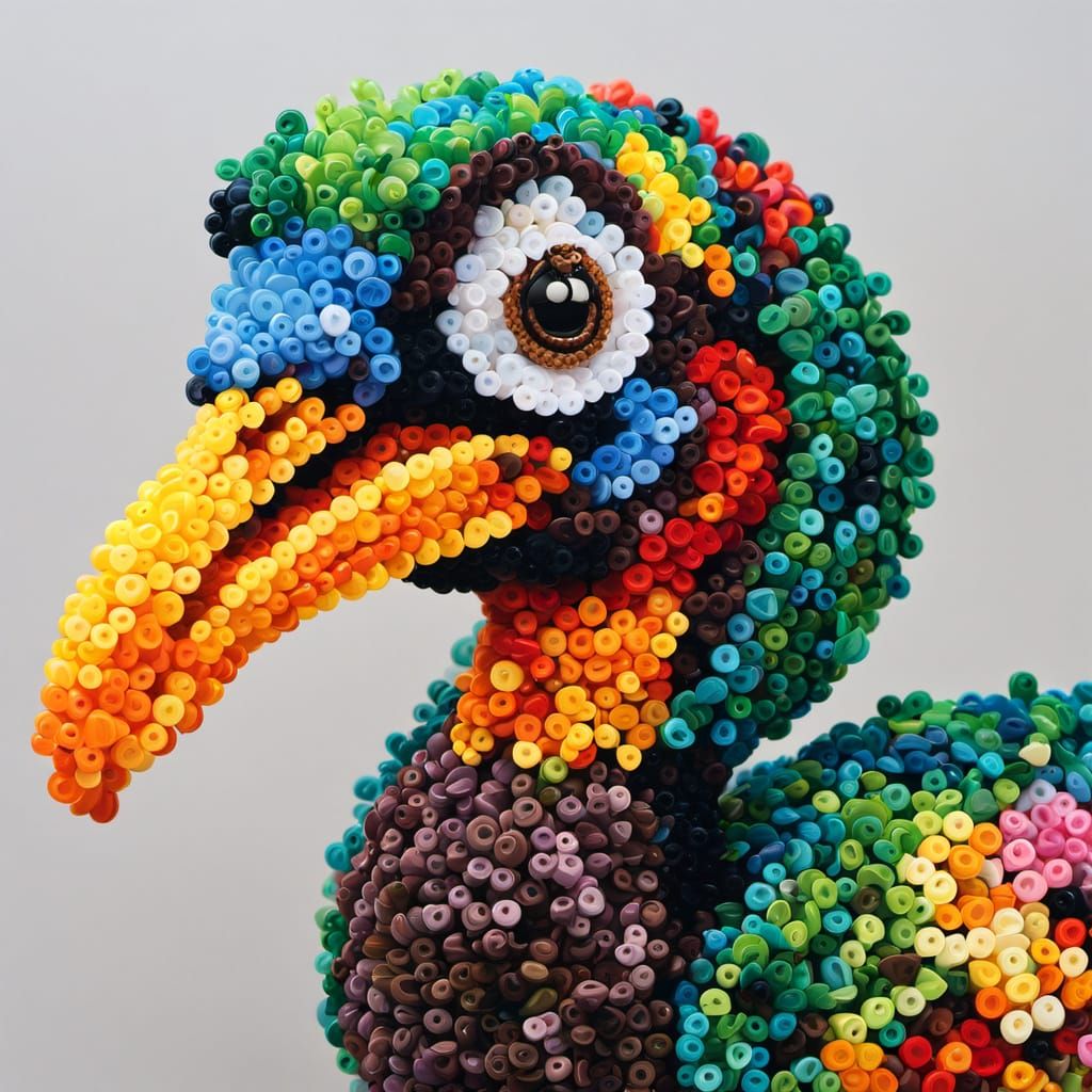 Colorful Dodo Bird Perler Bead Art