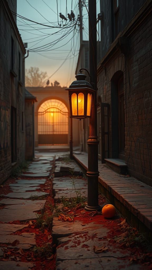 Nostalgic City Street at Dusk in Cinematic Style