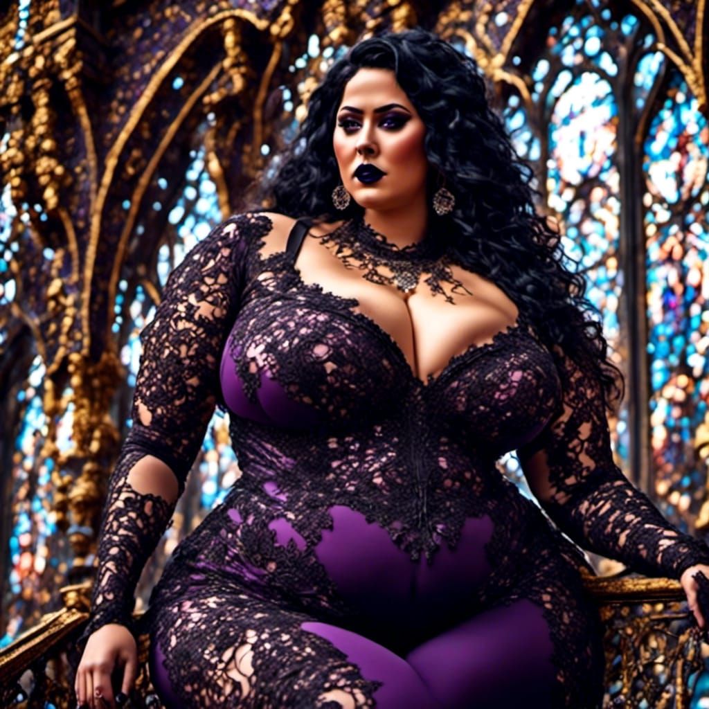Curvy Woman in Catsuit with Hyperreal Futurism Style