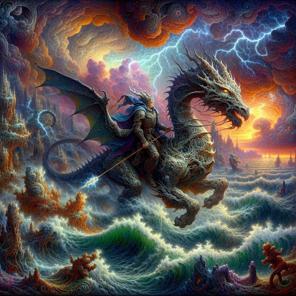 Dragonrider in Storm: An Orphism Masterpiece