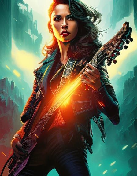 Edgy Rockstar Portrait in Pop Art Style