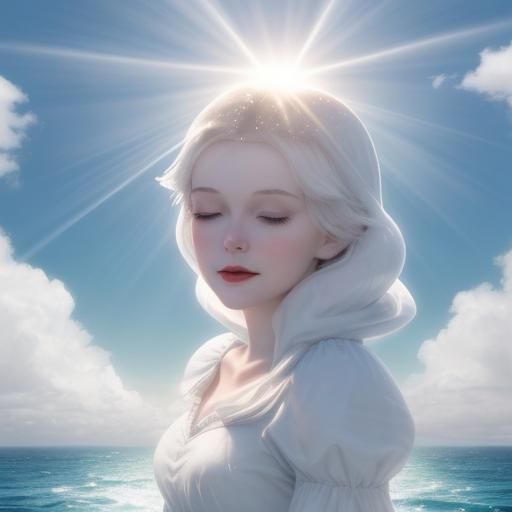 Snow White in Ocean with Divine Light