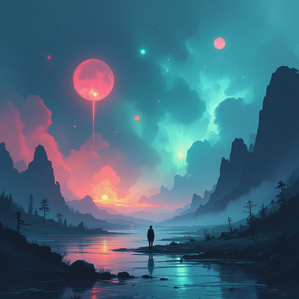 Ethereal Landscape Art with Glowing Atmosphere