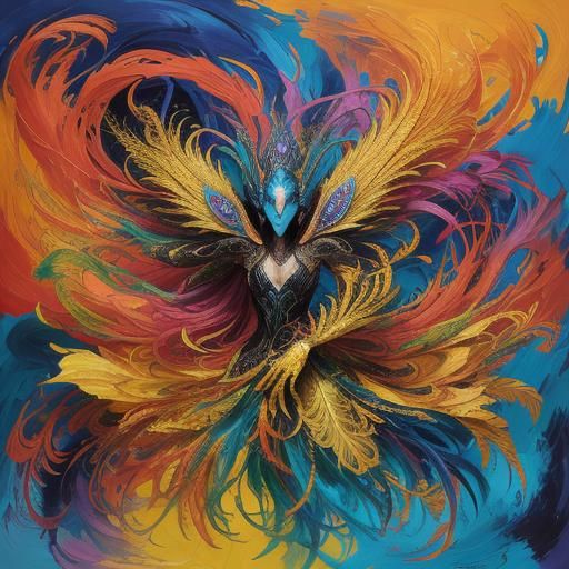 Dragon Peacock Woman in Abstract Expressionism Style