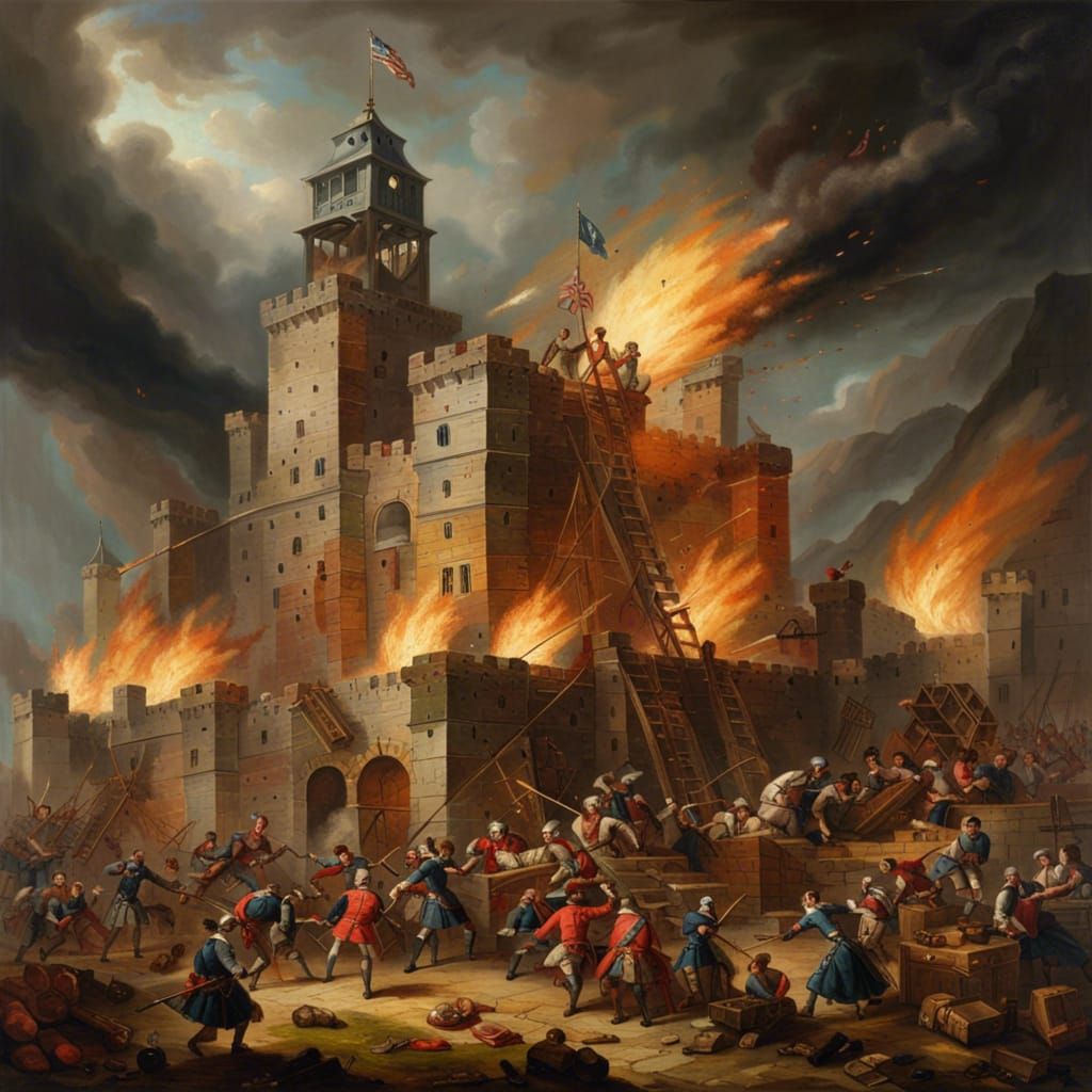 English Castle Under Attack: Renaissance Action Painting