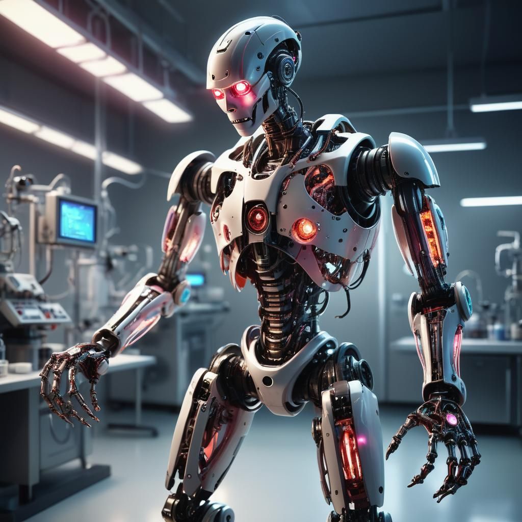 Biomechanical Robot Repairing Itself: Concept Art