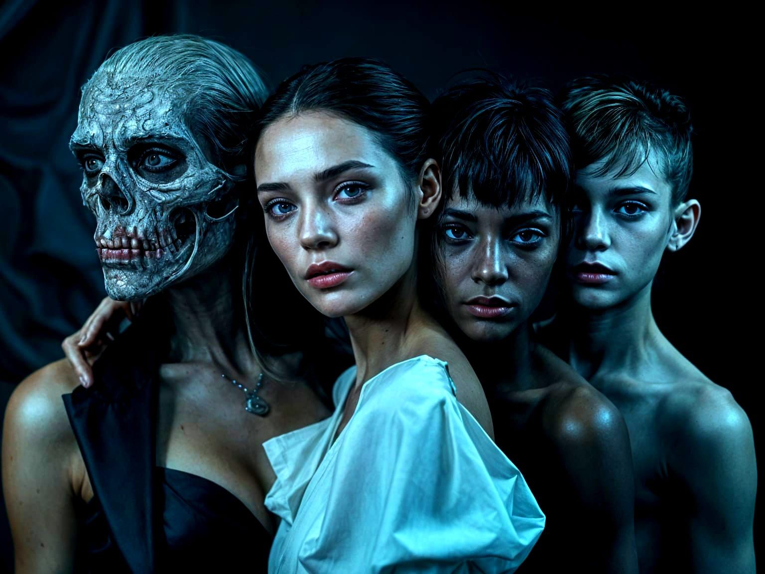 Supermodel and Zombie in Hyperrealistic Style