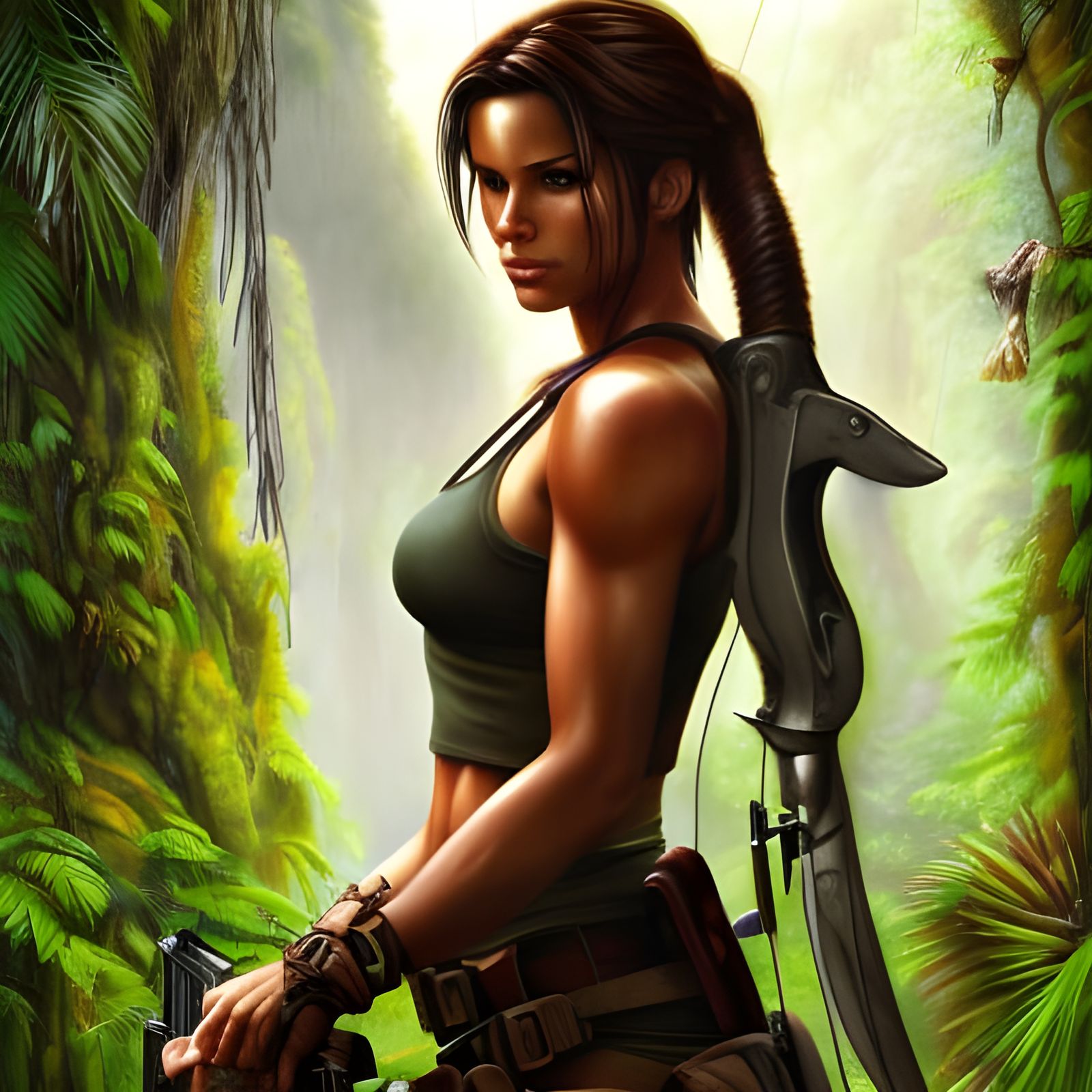 Detailed Jungle Portrait of Lara Croft