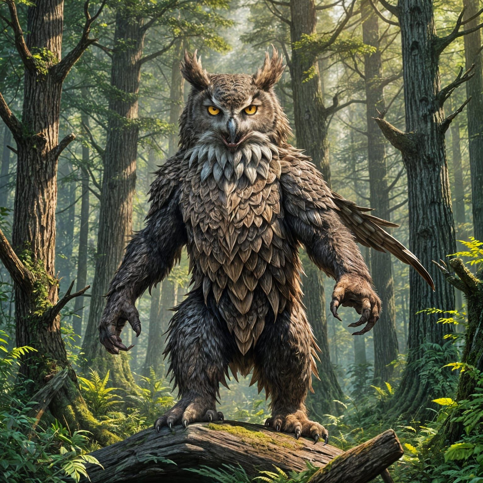 Roaring Owlbear in Fantasy Forest