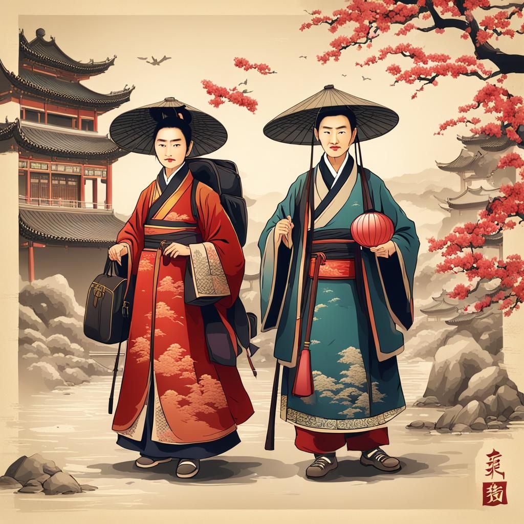 Chinese Travelers in Ancient Style