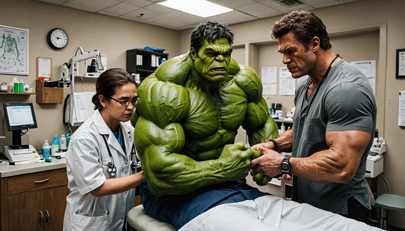 Hulk's Medical Exam: A Humorous Encounter