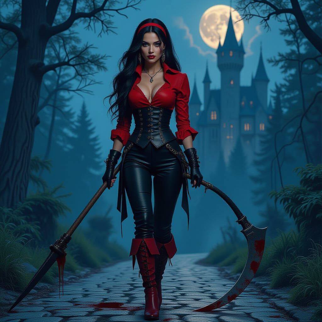 Victorian Woman in Mystical Forest, Matte Painting