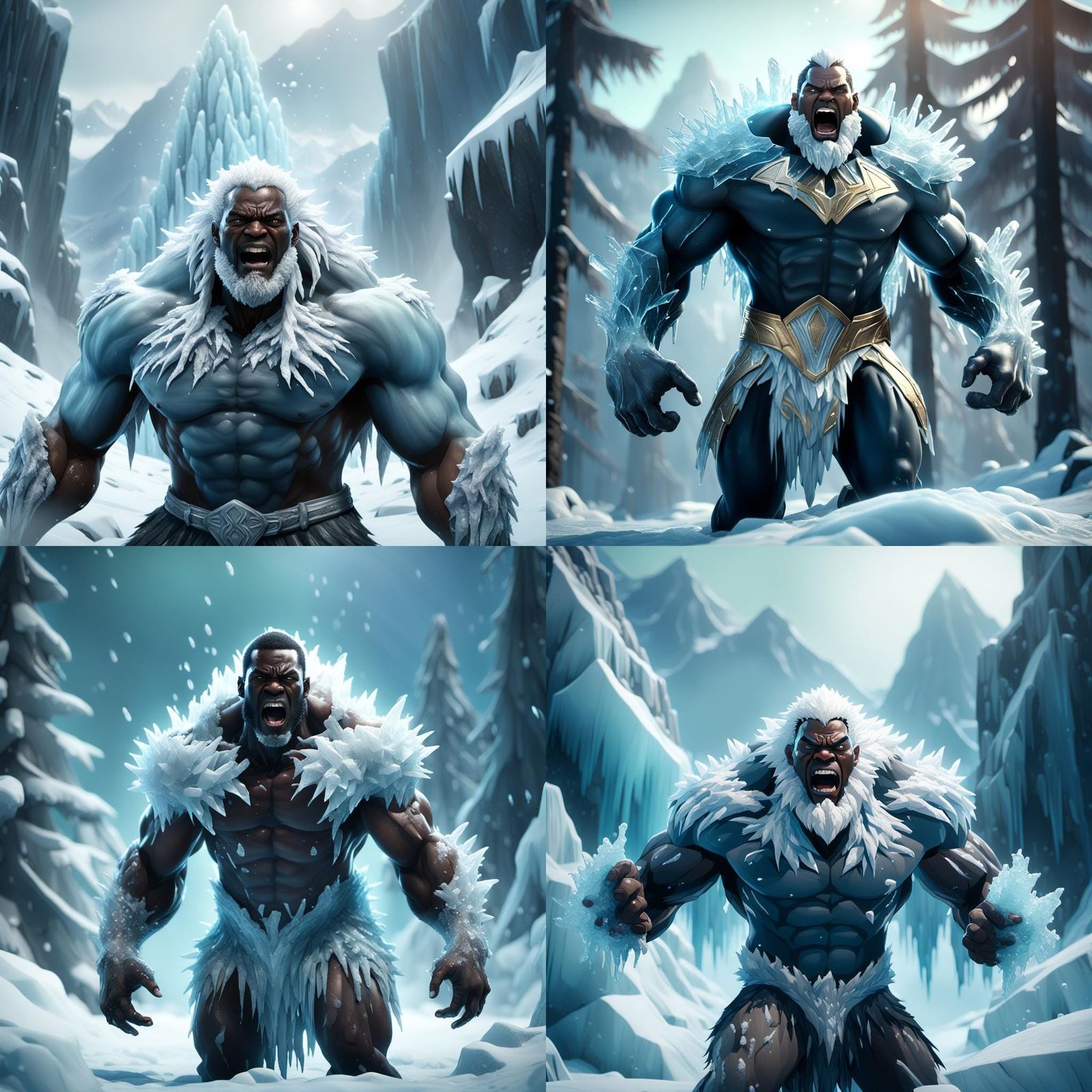 Icy Superhero in Avalanche, 3D Game Cinematic Render