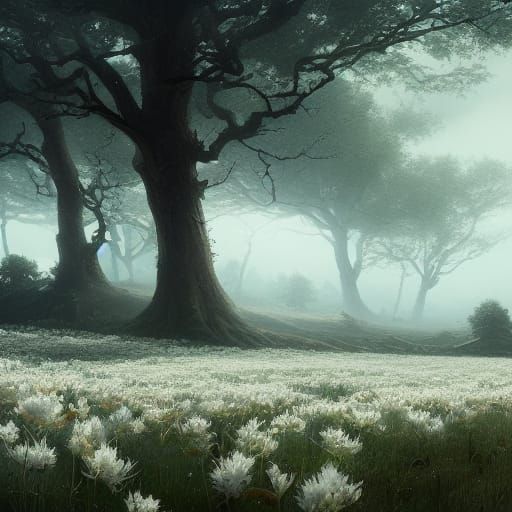 Gravestone Clearing in Dark Fantasy Style