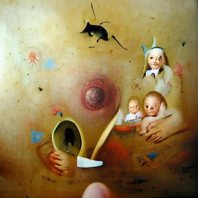 Surreal Parenthood Horror in Oil Painting Style
