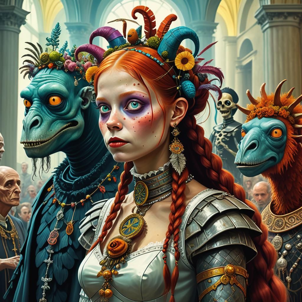 Pipi Longstocking's Cryptid Wedding: Surreal Digital Art