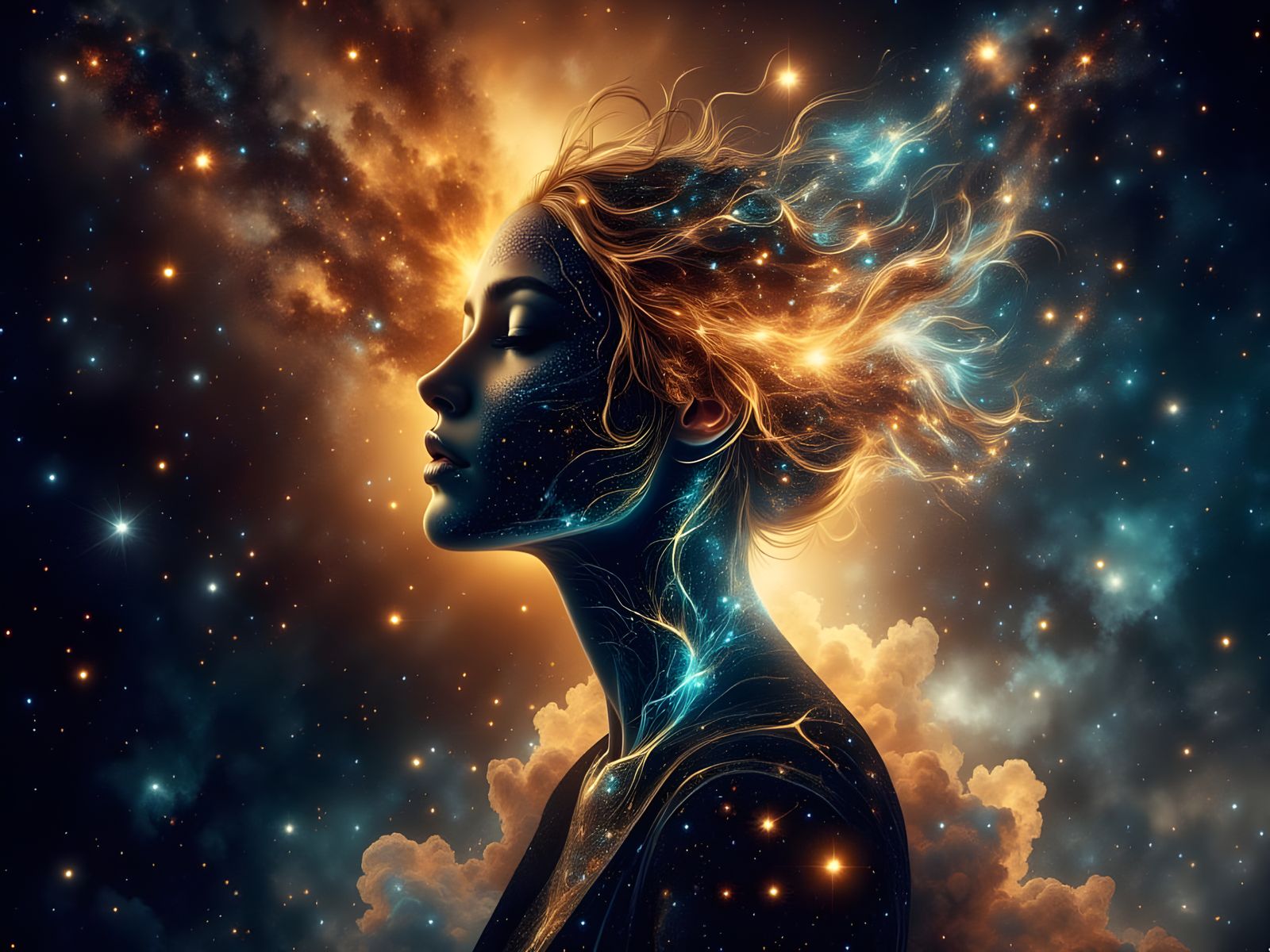 Cosmic Being Forms from Stardust in Luminous Light