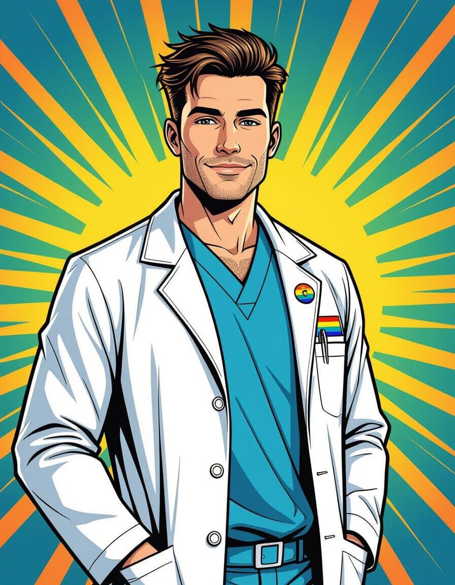 Transgender Doctor in Comic Book Style