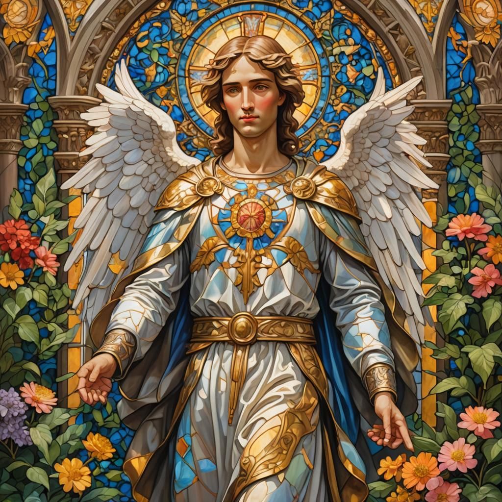 Archangel Gabriel in Gouache Style Cathedral
