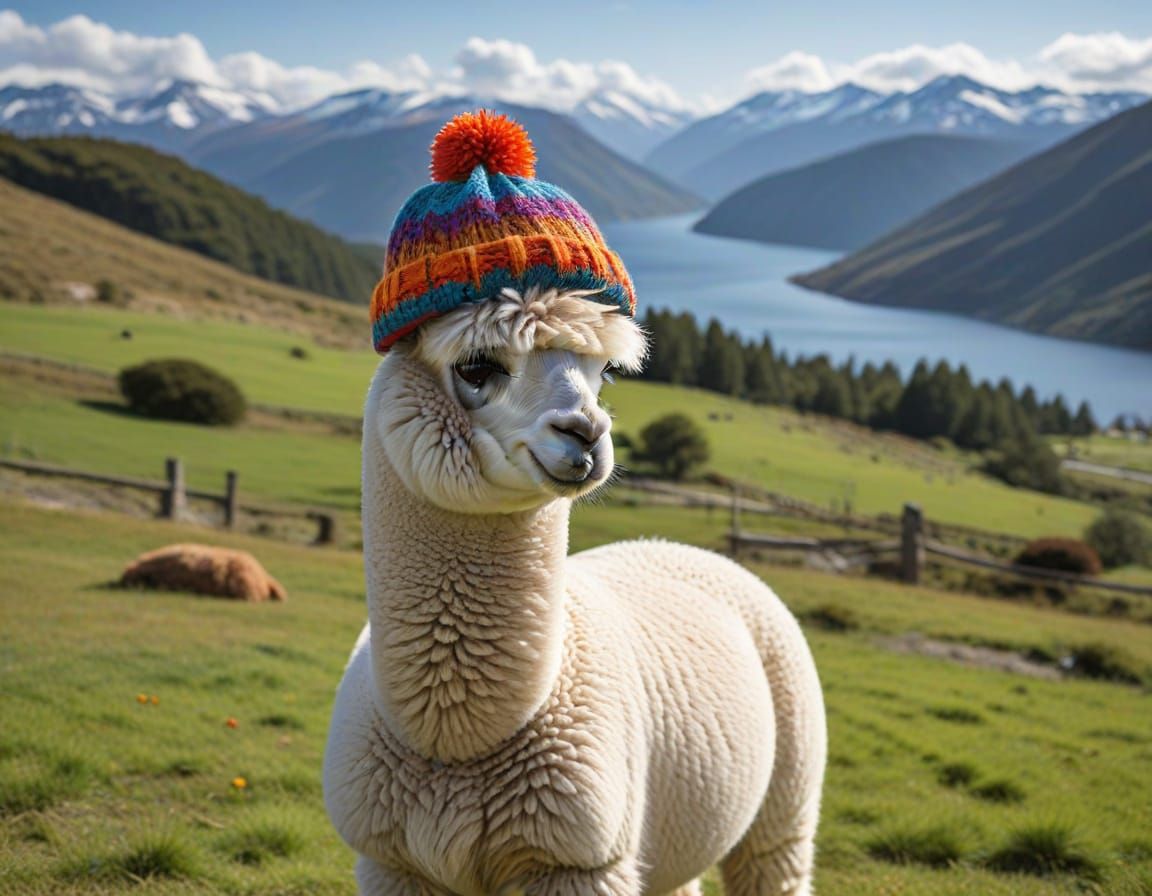 Vibrant Alpaca in a Breathtaking Landscape