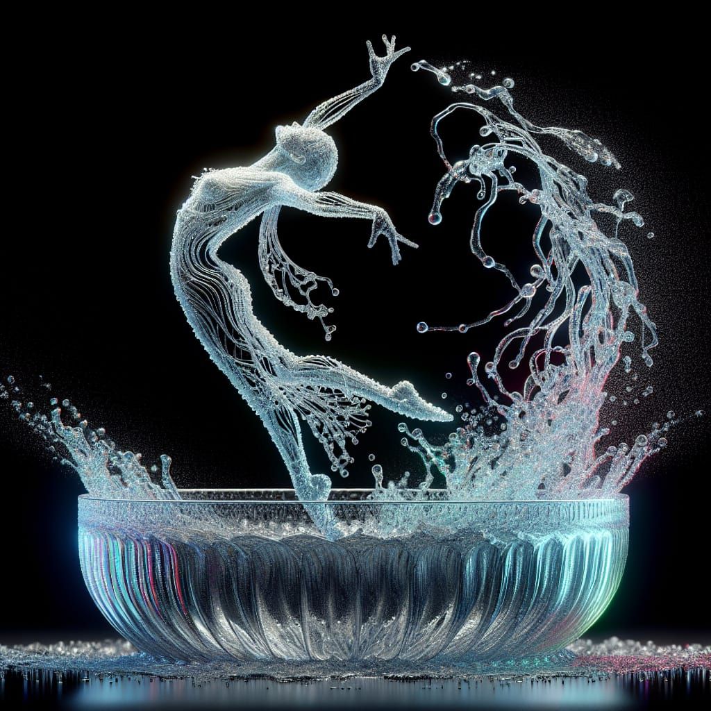 Ethereal Water Dancer in 3D Sculpture Style