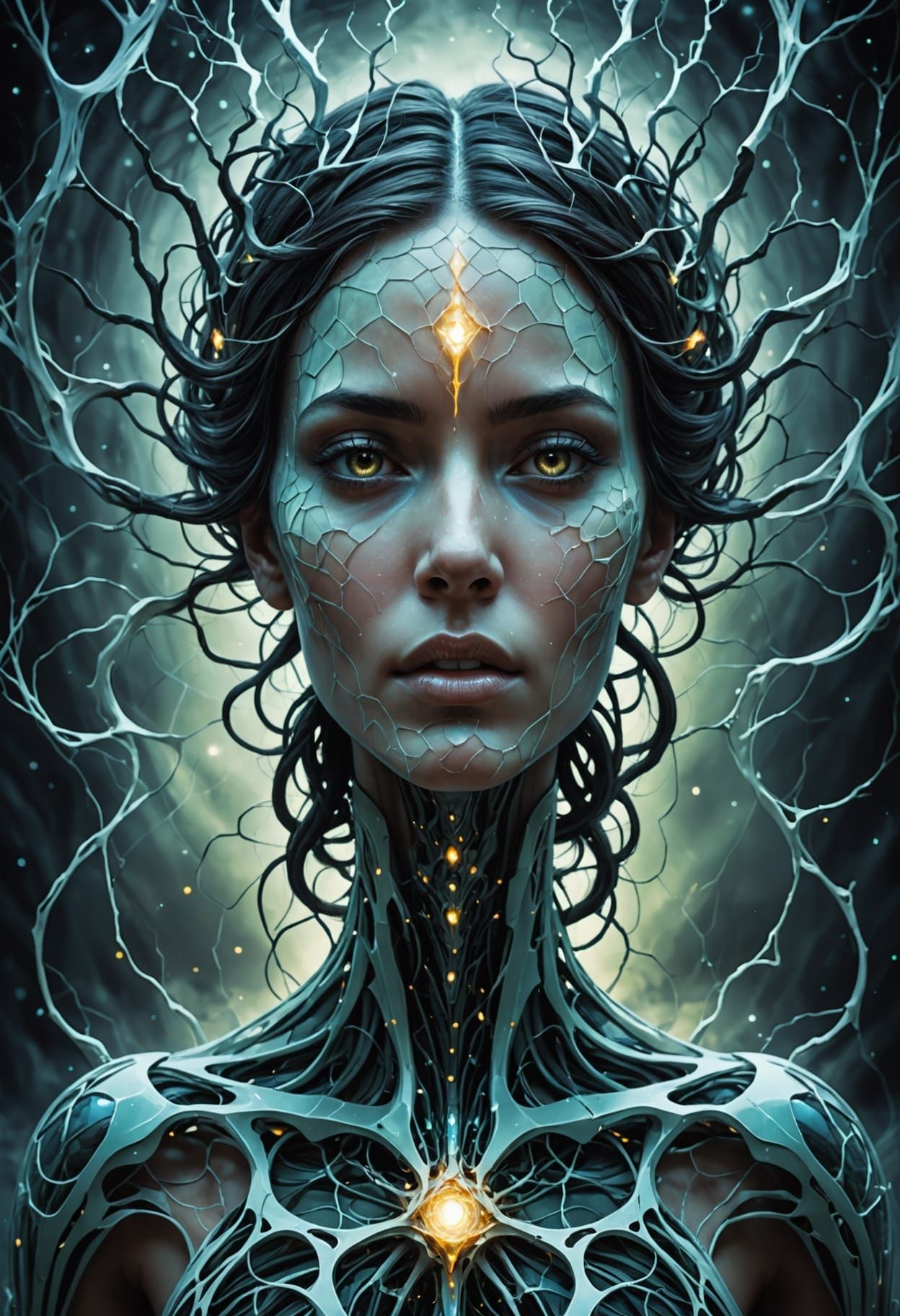 Ethereal Android Woman in Synthetic Skin