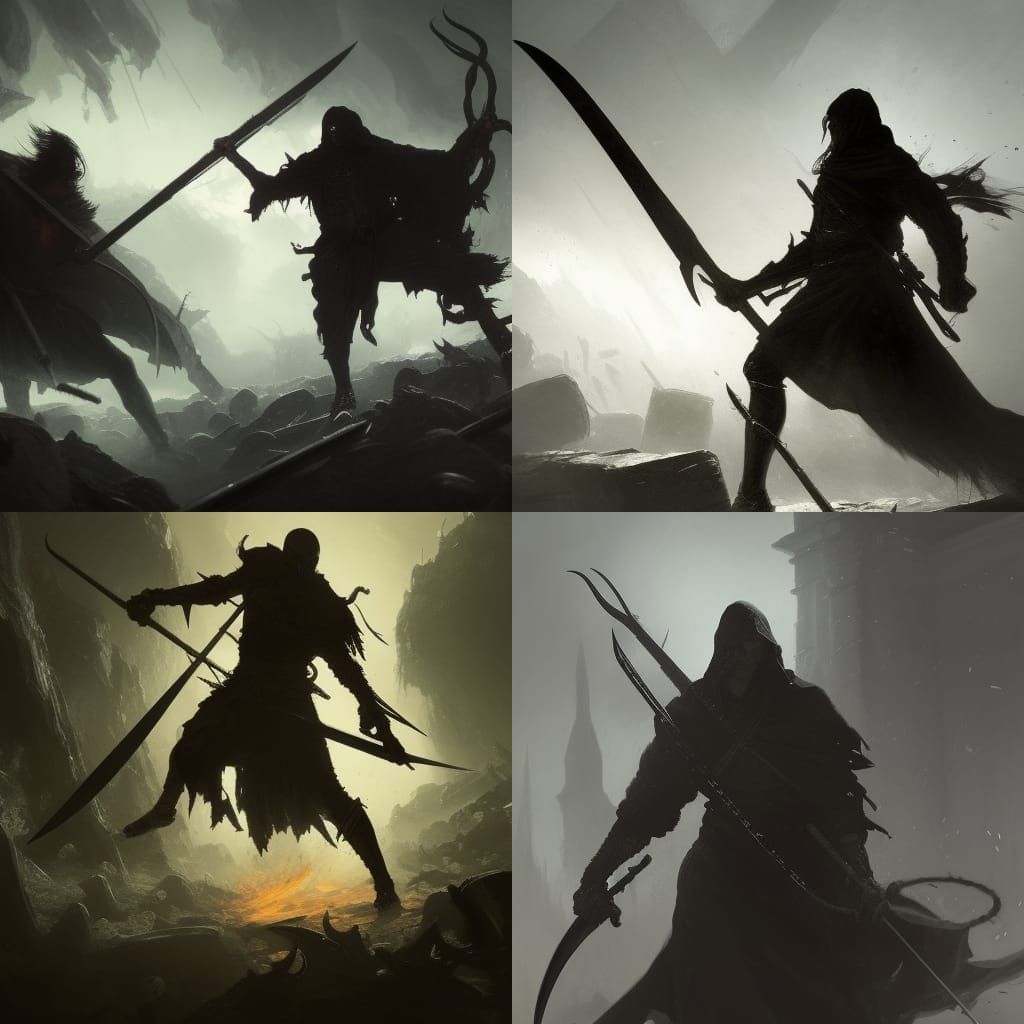 Warrior Death vs Demon: Dark Fantasy Art