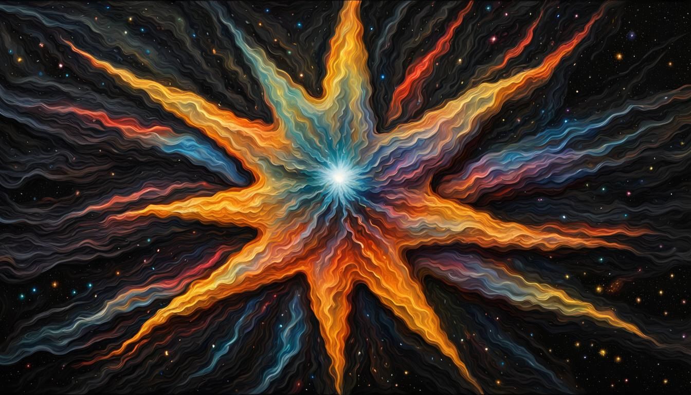 Electromagnetic Star in Vivid Impasto Style