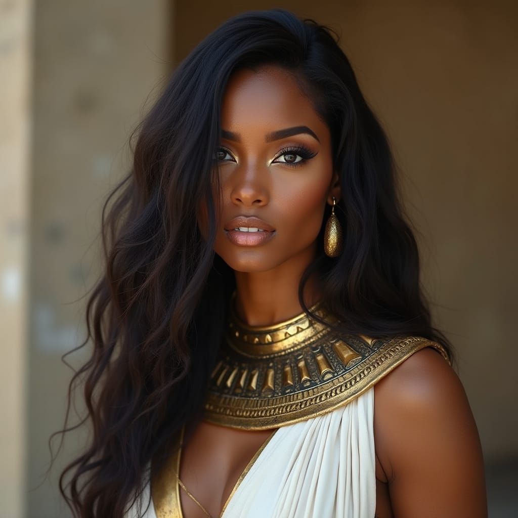 Regal Ancient Goddess in Egyptian Majesty