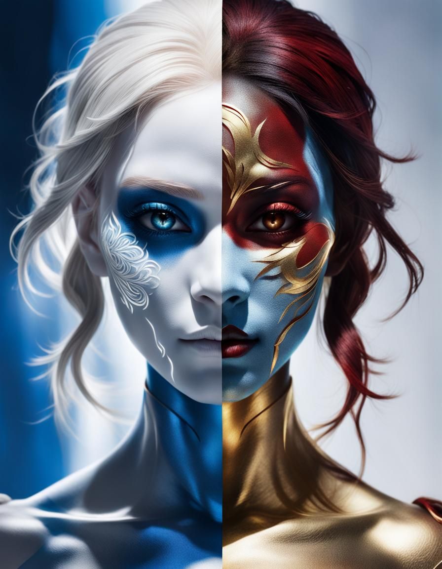 Duality: Good vs Evil Silhouette Portrait