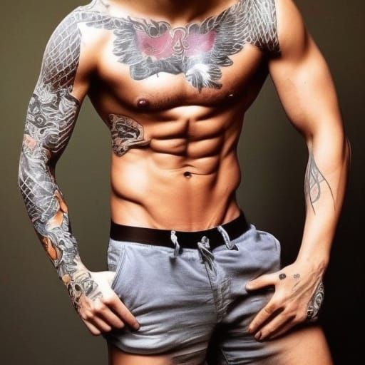 Shirtless Men with Tattoos and Abs