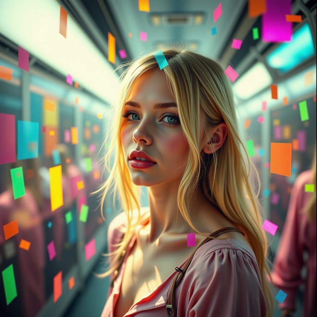 Vibrant Pixelated Reality Dissolves in Hyper-Realistic Retro...