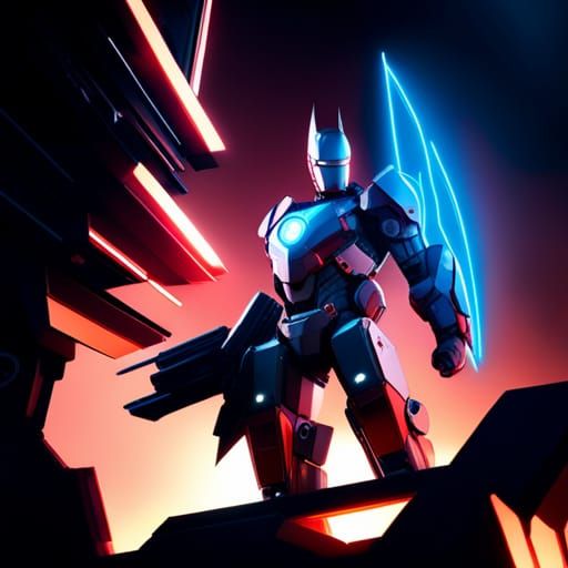 Mecha Batman vs Ironman in Space Battle