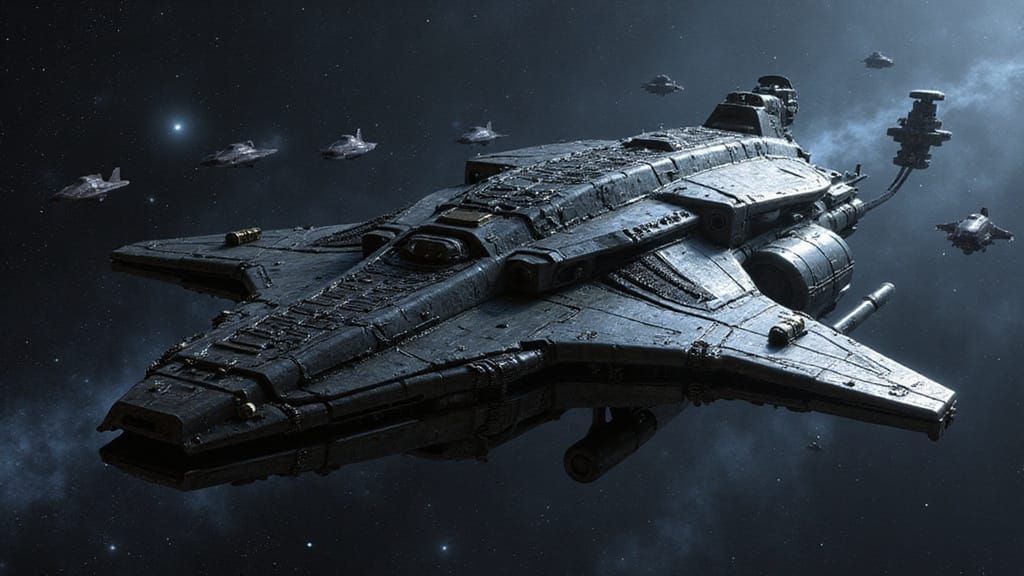 Cyberpunk Space Dreadnought with Biotic and Abiotic Material...