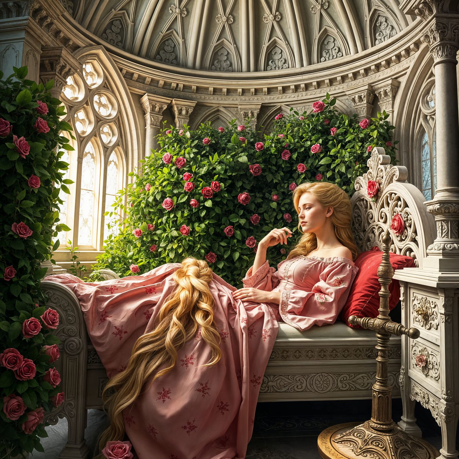 Sleeping Beauty in a Medieval Castle