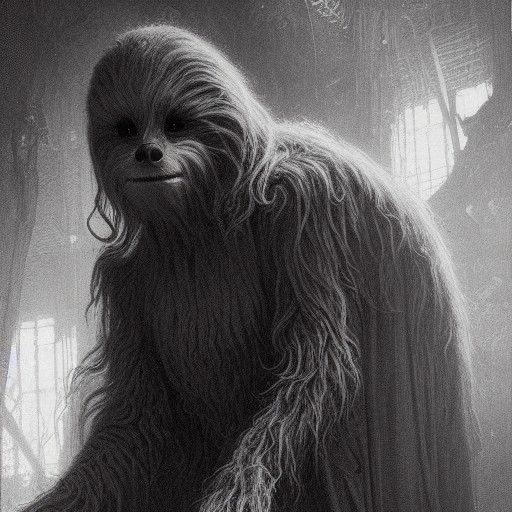 Hyperdetailed Wookiee Wallaby in Horror Style