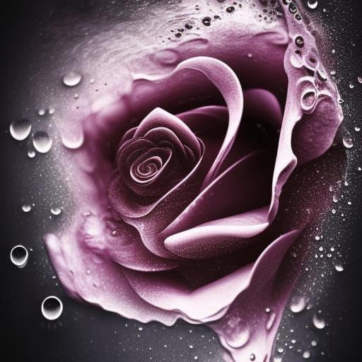 Surreal Black Rose with Fluid Fractal Details
