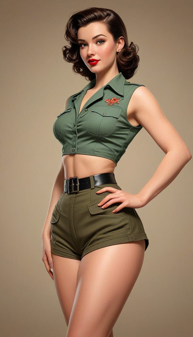 Vintage Pinup Girl in Warm Lighting