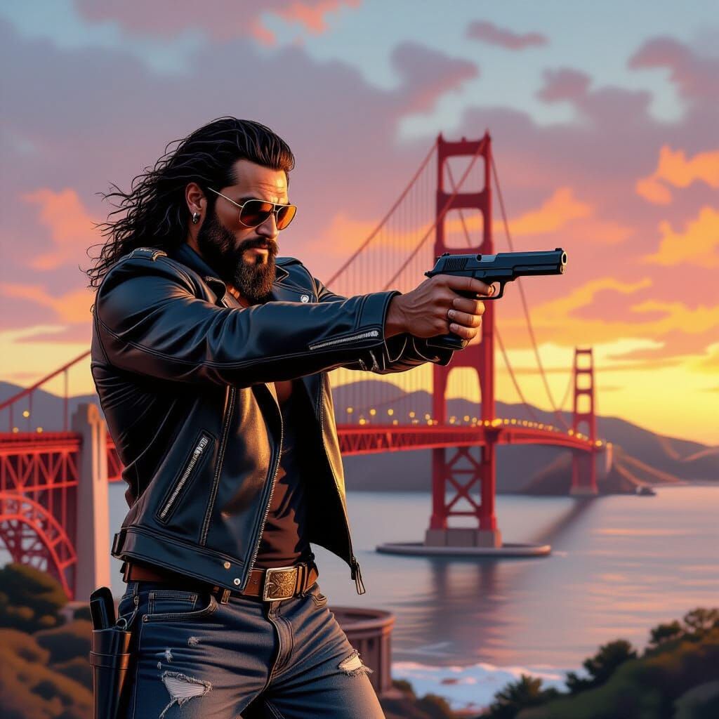 Jason Momoa as Action Hero, Pulp Illustration Style
