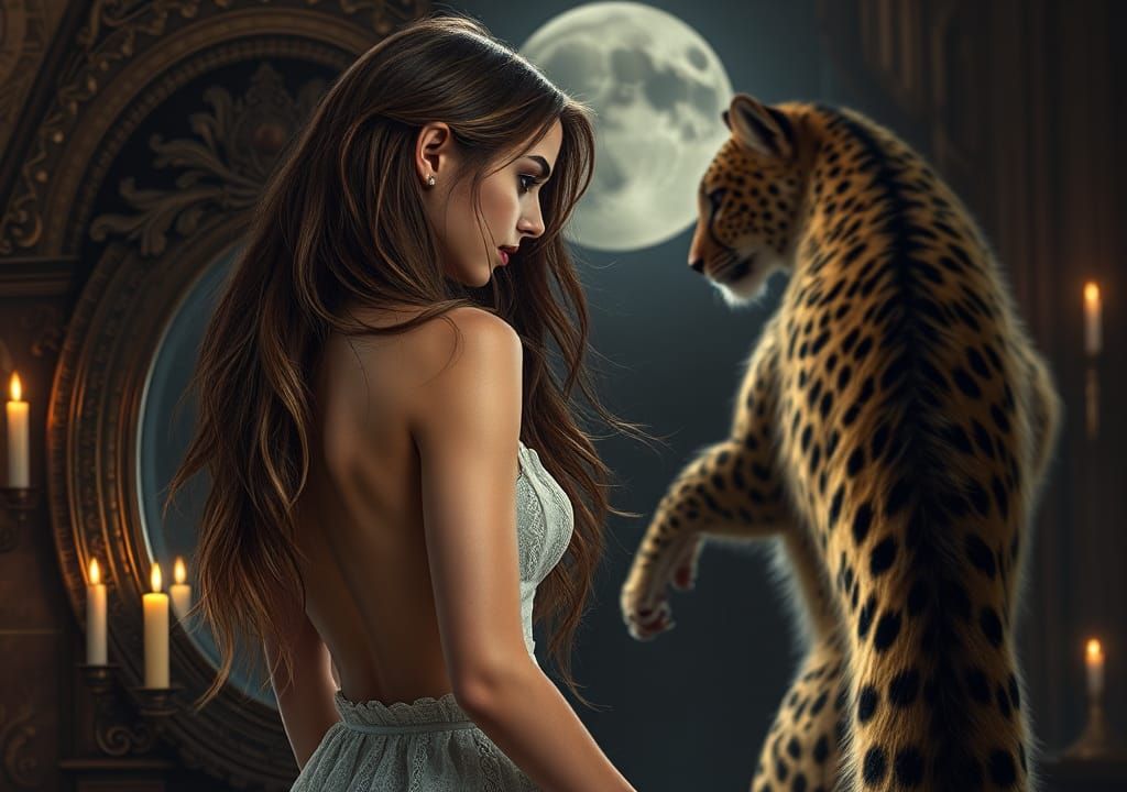 Cheetah Transformation Under the Moon as Matte Painting