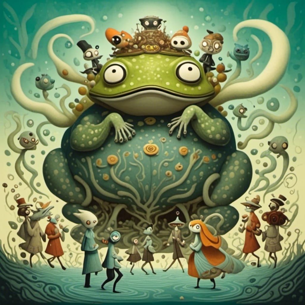 Giant Toad with Fox Bride and Toad Priests