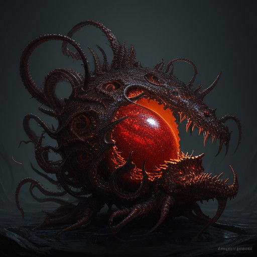 Surreal Dark Fantasy Organism Emerge from Flesh