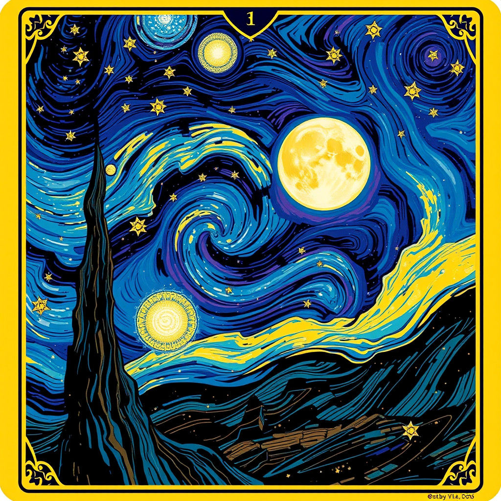 Celestial Tarot Card in Van Gogh Pop Art Style